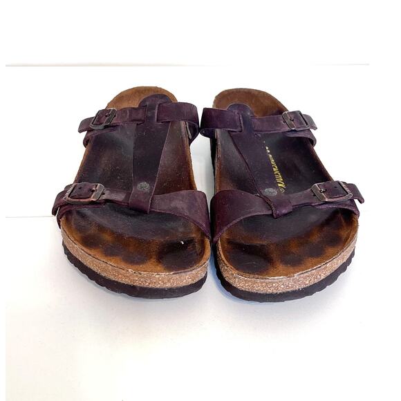 Birkenstock Larisa Slip On Womens Sandals Size 38 US 7 Brown Oiled Leather Open - Picture 8 of 10
